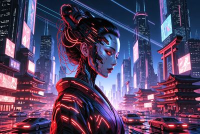Cybernetic Elegance: Neo-Tokyo Nights