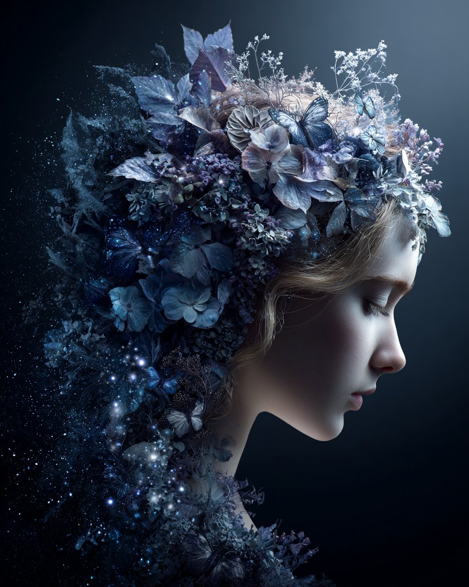 Astral Bloom: A Surreal Portrait of Celestial Beauty