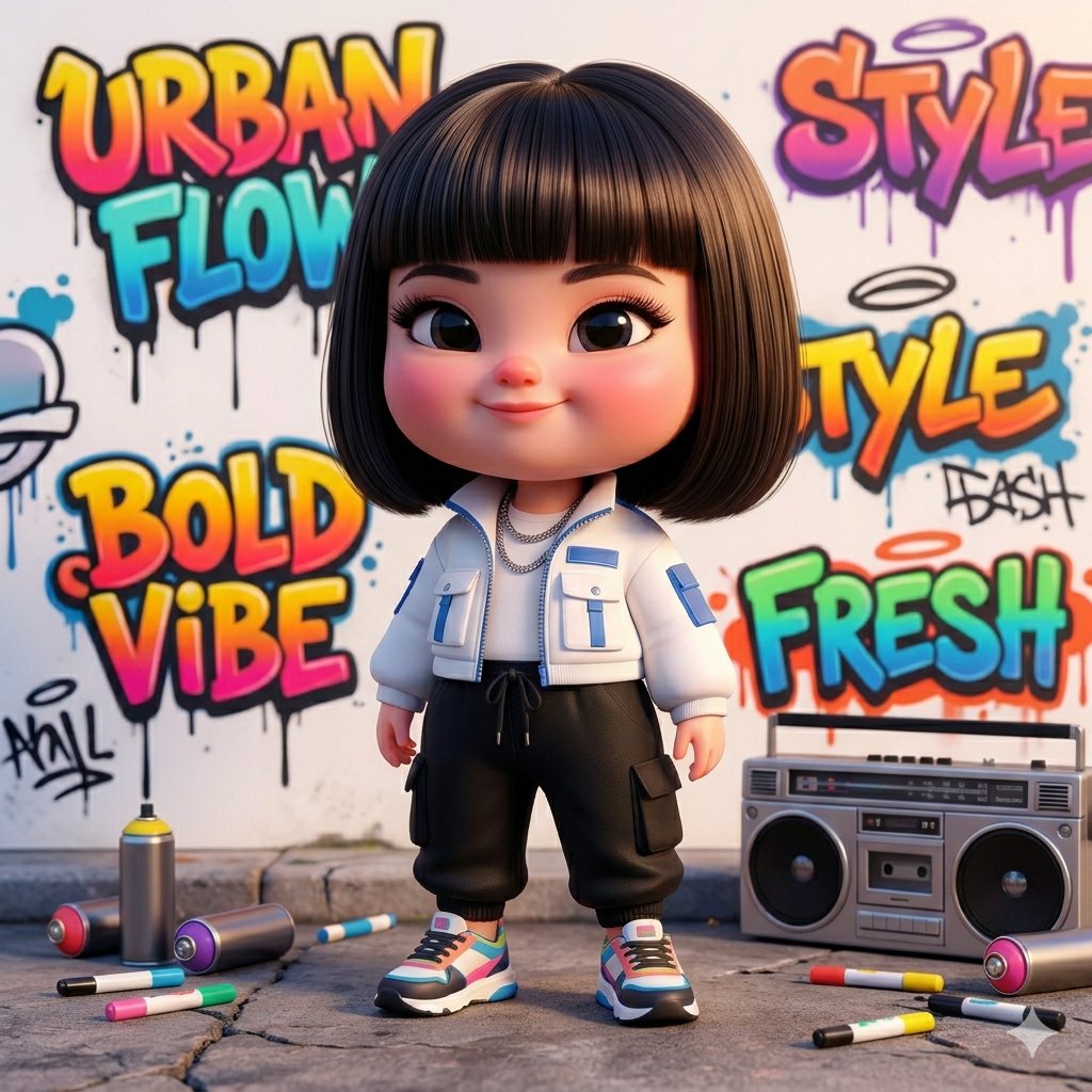 Graffiti Pulse: Stylized Streetwear Heroine