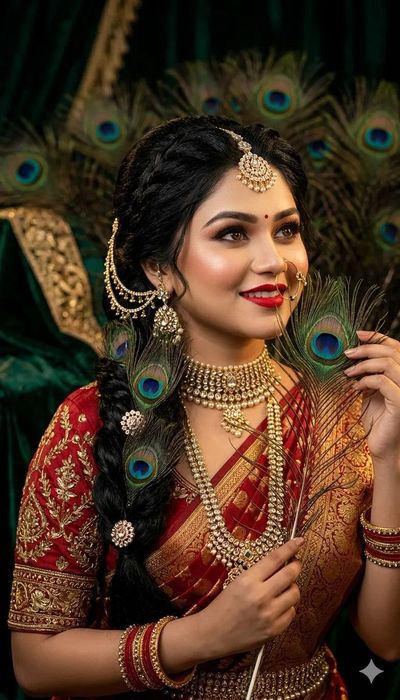 Indian Bridal Elegance with Peacock Feathers