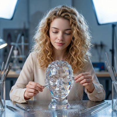 Crafting Reflection: A Glass Self-Portrait