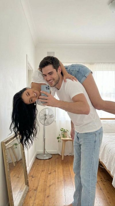 A Playful, Upside-Down Home Selfie Moment