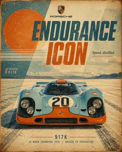 A vintage red Ferrari races under a golden sun