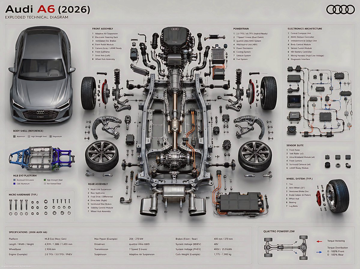 Exploded Technical Diagram of 2026 Audi A6