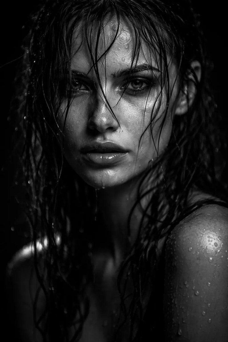 Stormy Elegance: A Noir Portrait