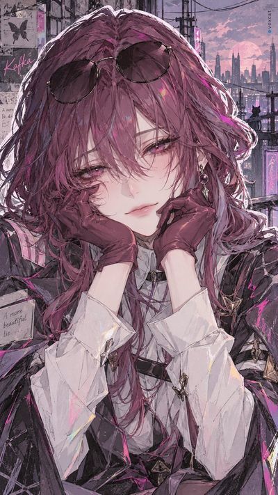Hands cradle cheeks as city lights fade into pastel dusk