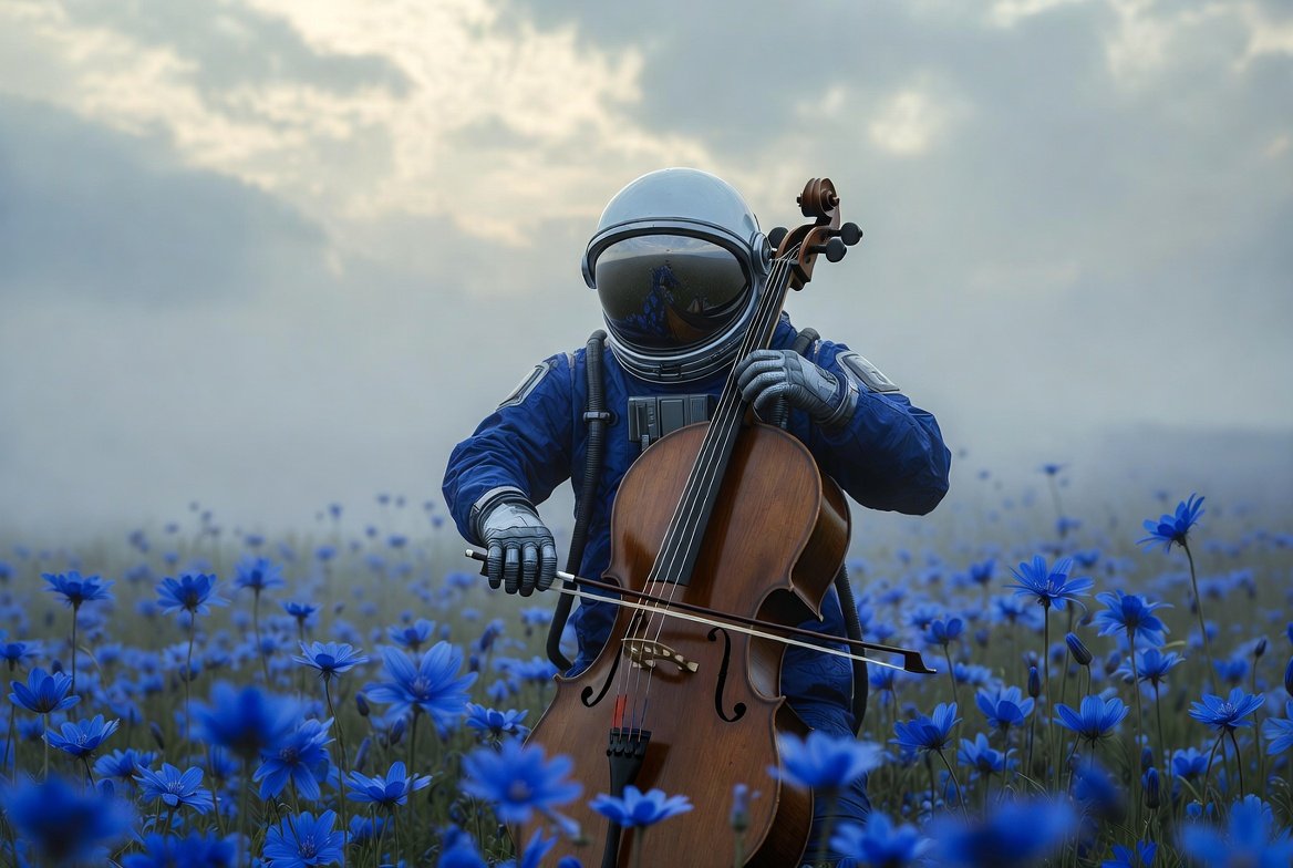 Celestial Serenade: An Astronaut's Floral Symphony
