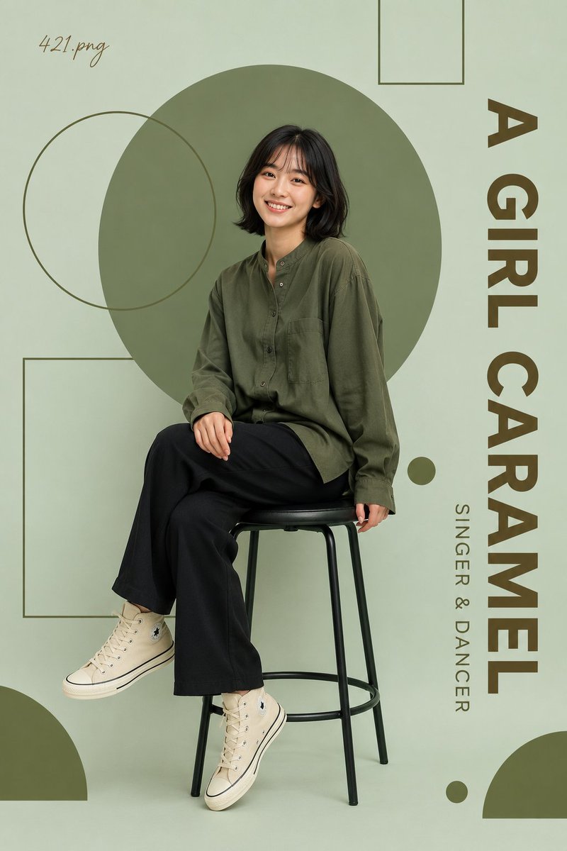 A cheerful young woman smiles warmly on a minimalist stool