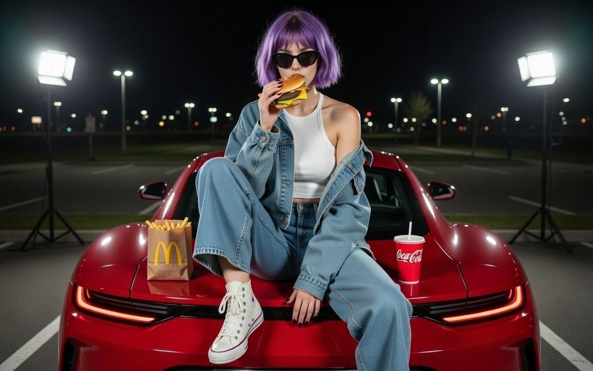 Midnight Munchies in the Red Sports Car