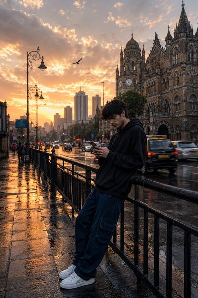 Urban Solitude: A Rainy Moment in Mumbai