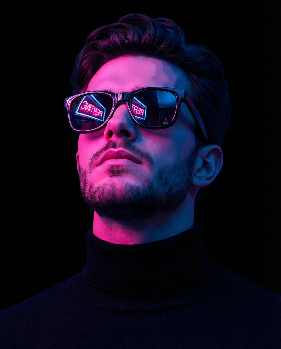 Cyber-Noir Fusion: Bold Neon Portrait