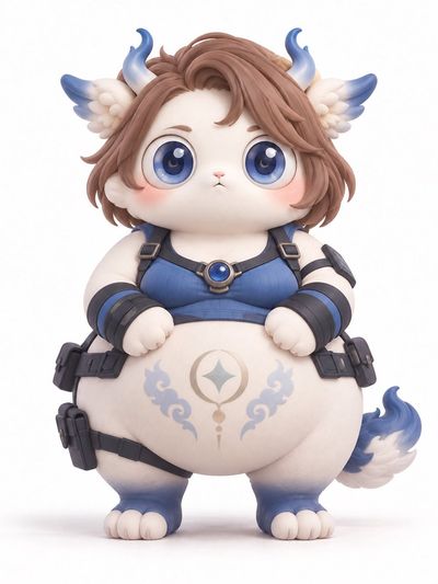 Mythic Beast Meme Mascot Stands with Blank Stare