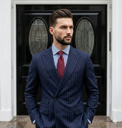 Sartorial Elegance: Classic Pinstripe Portrait