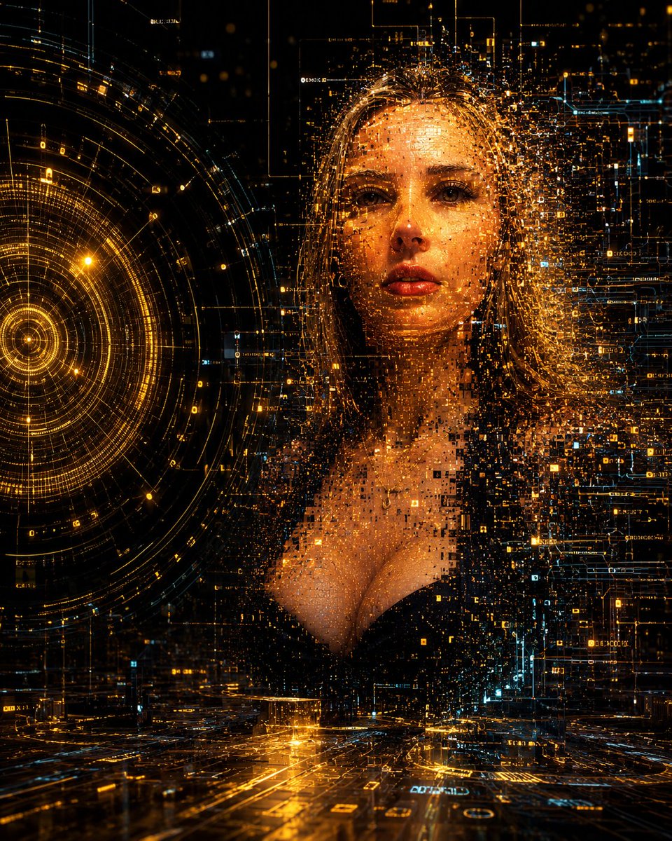Pixelated face emerges from quantum data and golden circuits