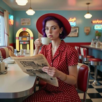 Purple Poise at the Breakfast Counter