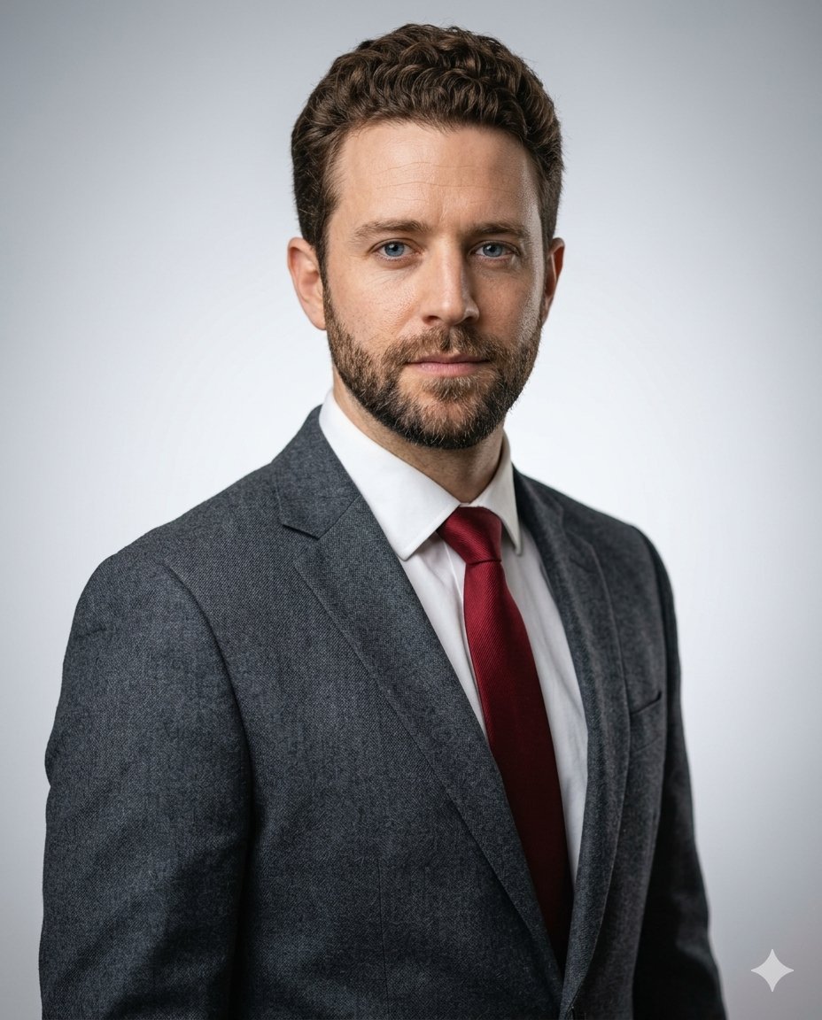 Hyper-Realistic Portrait of a Confident Mature Man in Studio Lighting