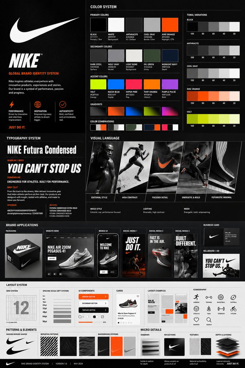 A premium brand identity system poster with refined color palette