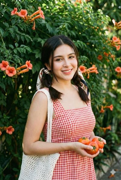 Tomatoes & Trumpet Blooms in Vintage Daylight