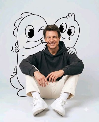 A young person in a hoodie shares a hug with a cartoon friend.