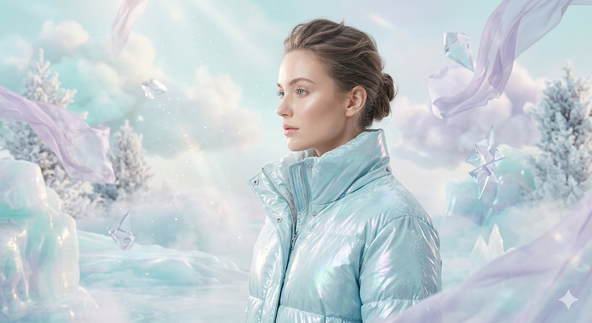 Icy Elegance: Surreal Winter Fashion Portrait