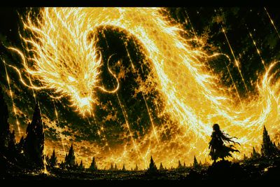The Luminous Serpent: A Clash of Light and Shadow