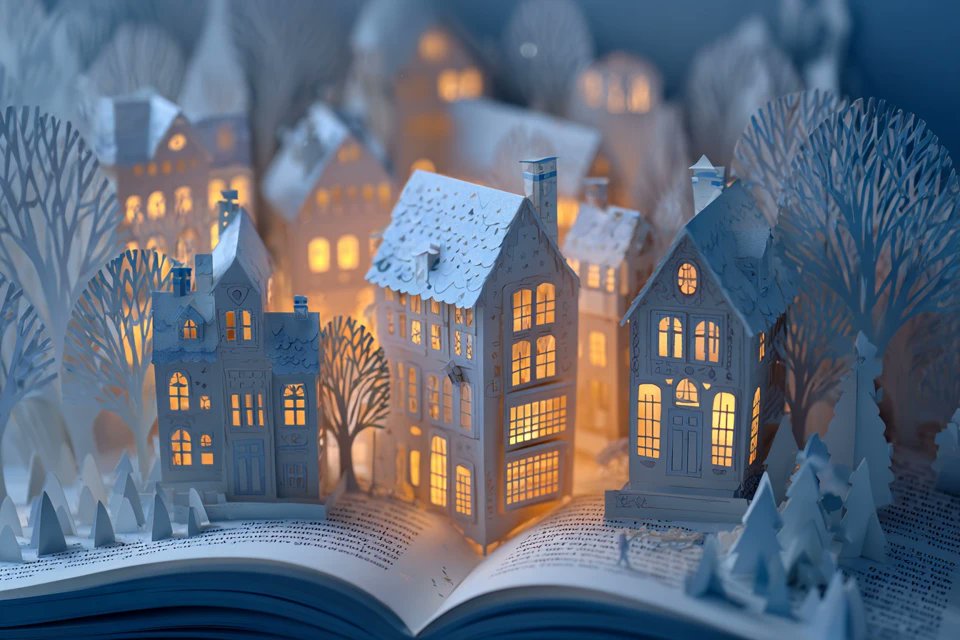 A pop-up book unfolds a whimsical fairy tale castle scene