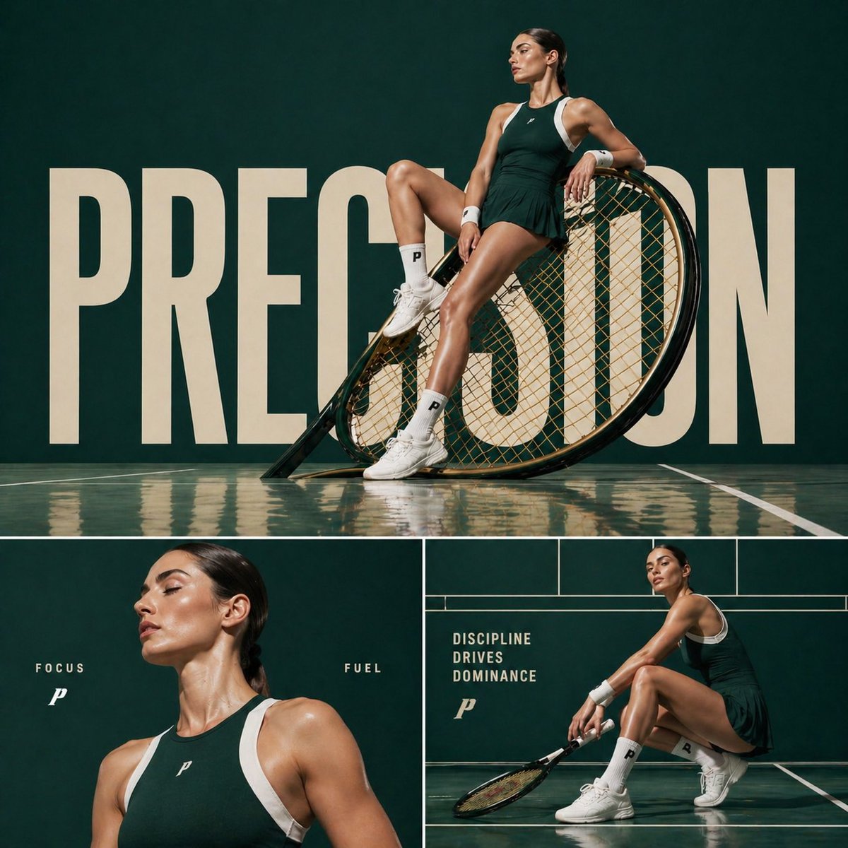 Luxury Tennis Fashion Editorial in Cinematic Triptych
