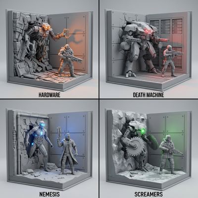 3D Terminator-Inspired Kitbash Model: A Cyberpunk Twist