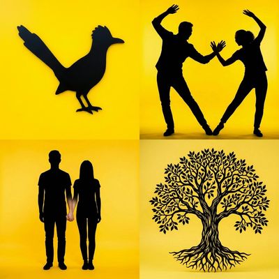 Bold Silhouette on a Yellow Canvas