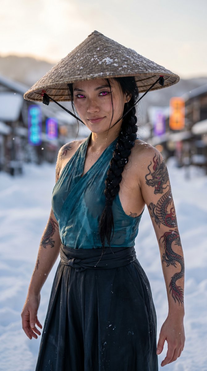 Kitarai: Neon-Lit Samurai in Snow