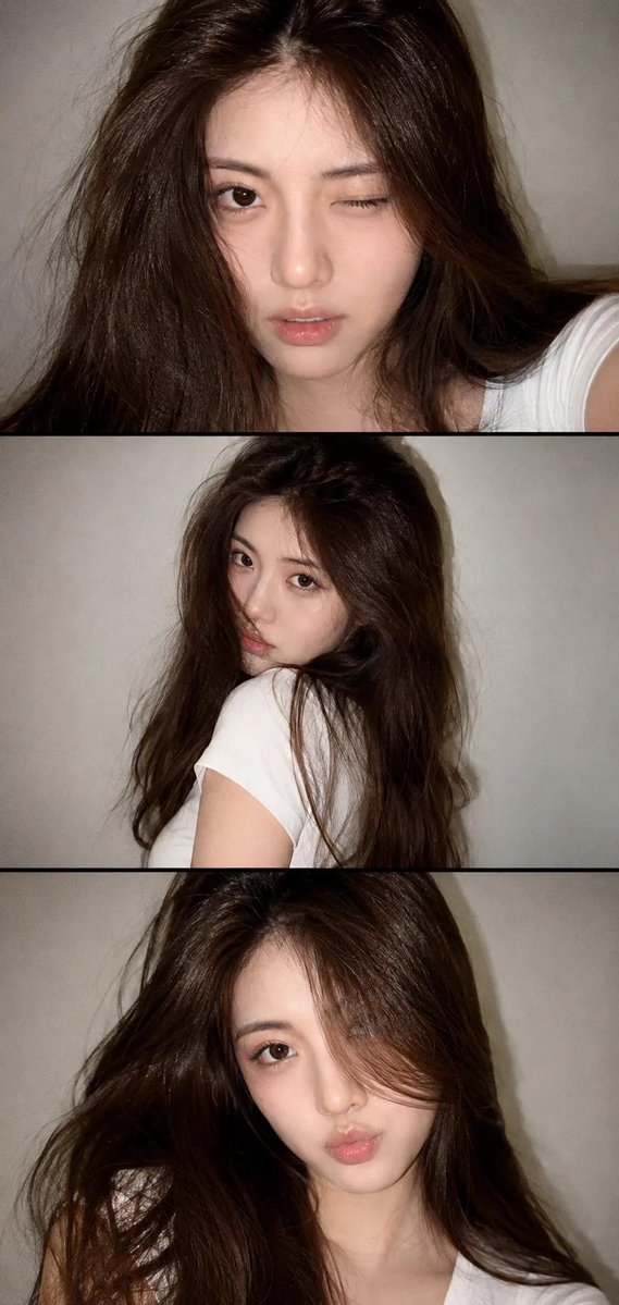 Girl winks and pouts in three vintage digital selfies