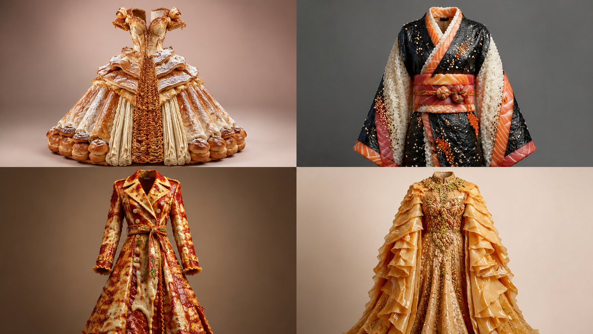Sushi roll transforms into an elegant haute couture gown