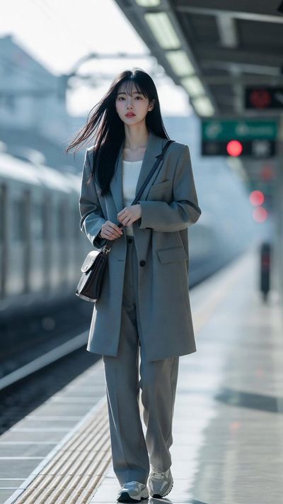 Quiet Morning on the Metro: Realistic Korean Fashion Shoot