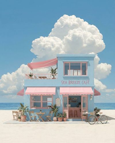 Whimsical Coastal Retreat in Pastel Hues