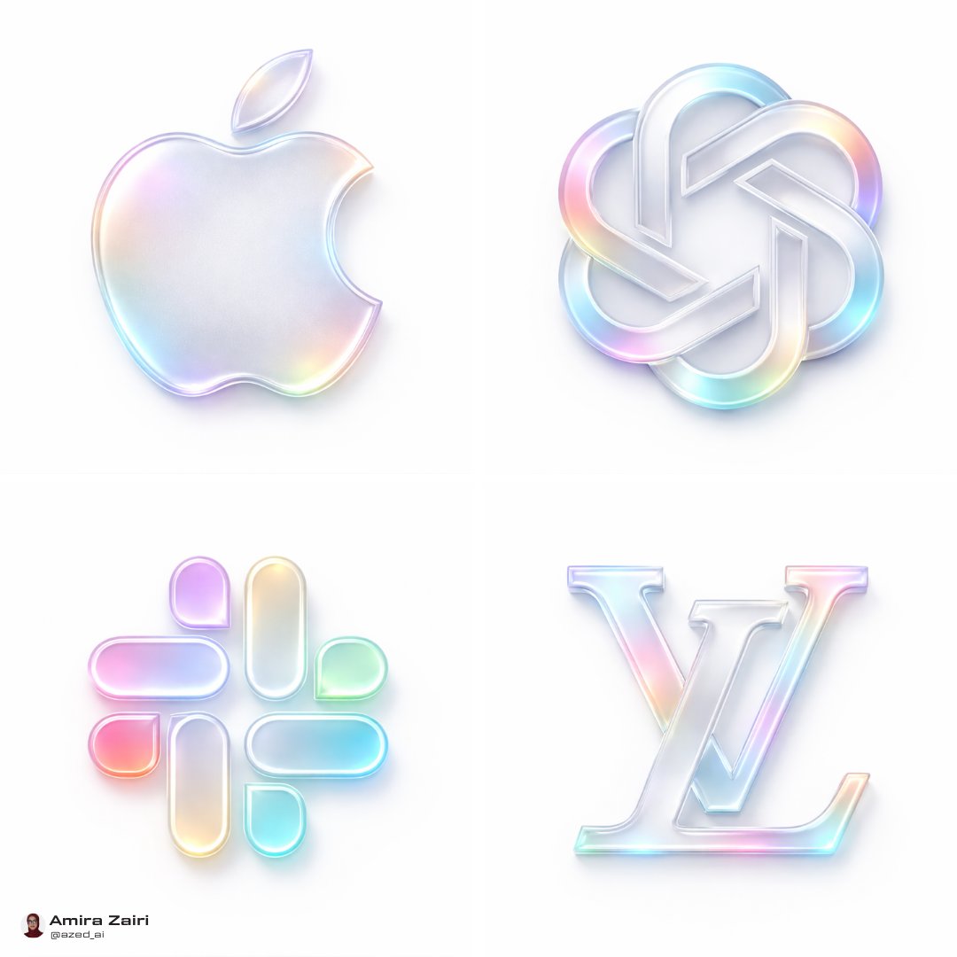 Sleek Frosted Glass Logos with Iridescent Glow