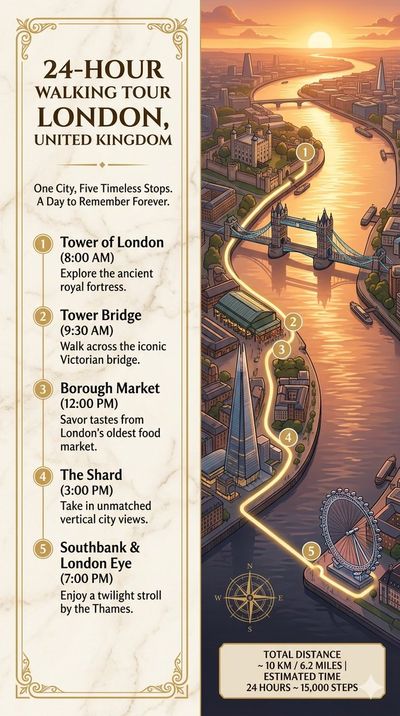 Timeless London: A 24-Hour Walking Tour Infographic