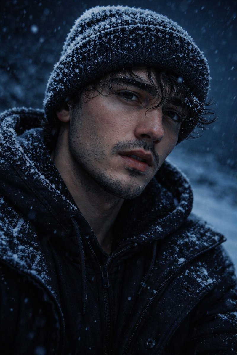 Chill in the Night: A Snowy Selfie