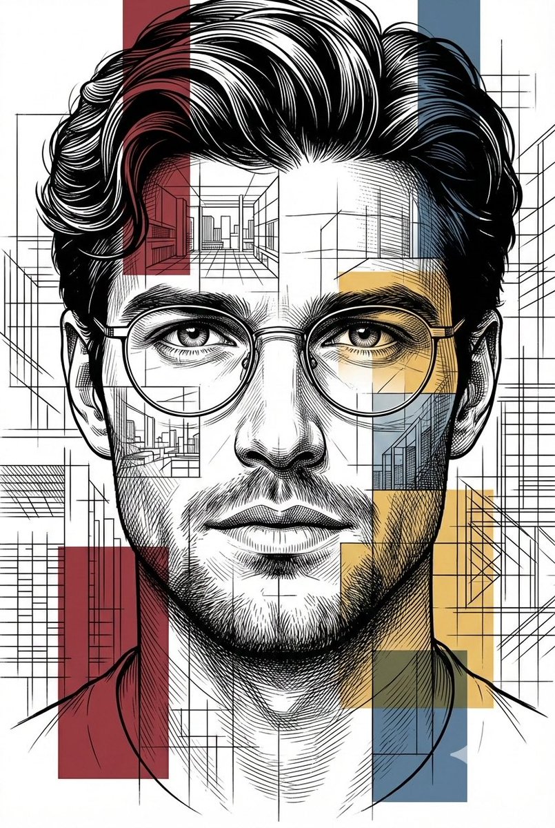 Futuristic Intellectual Portrait: A Geometric Vision