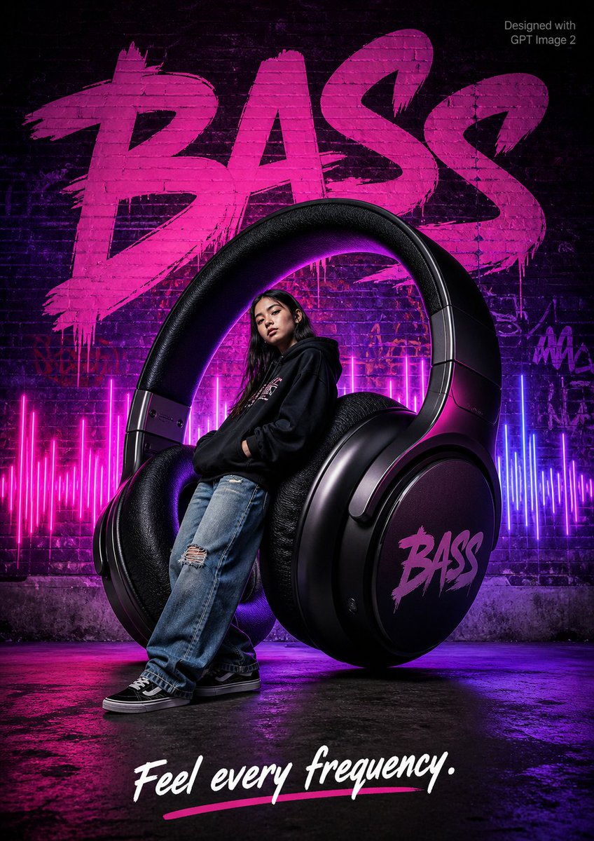 Urban Beats: Oversized Headphones Streetwear Poster