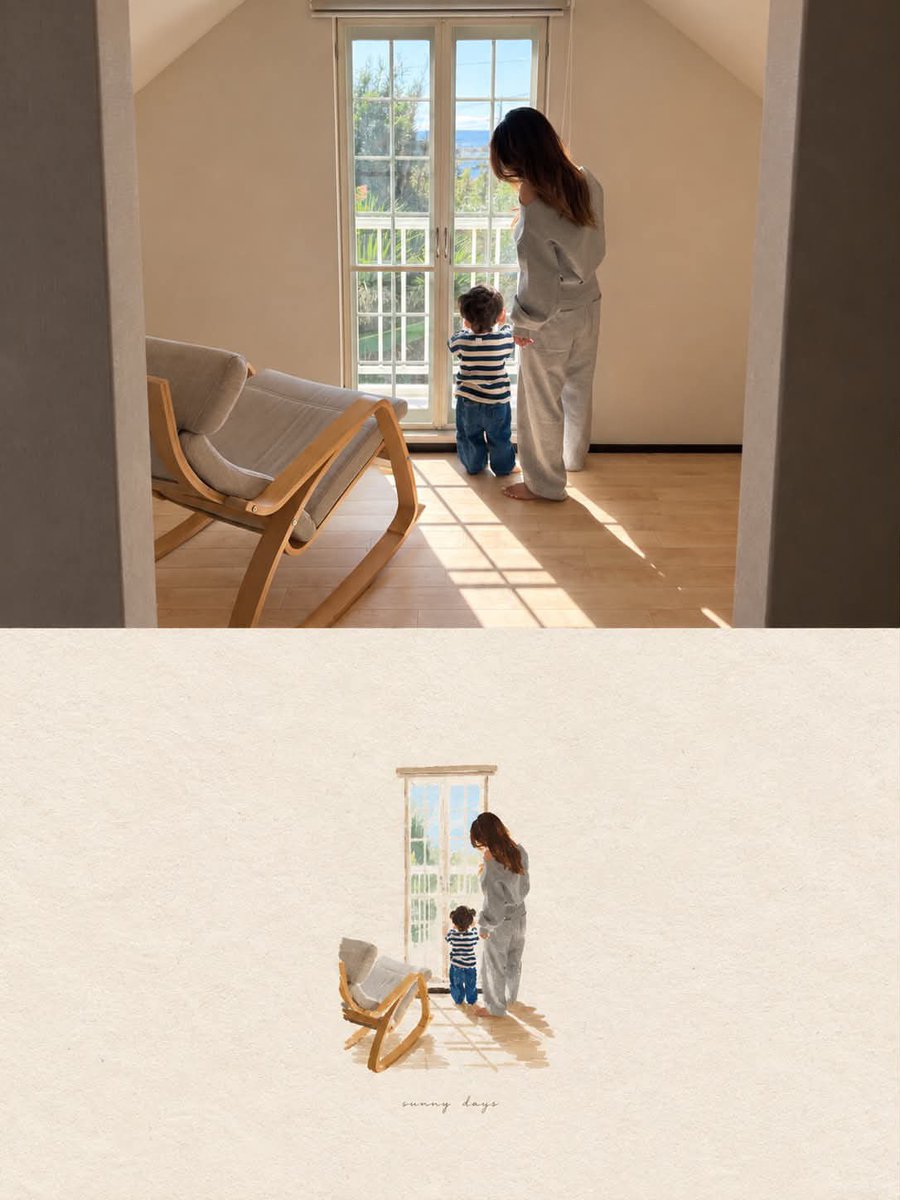 Split Canvas Shows Photograph Above and Miniature Watercolor Below