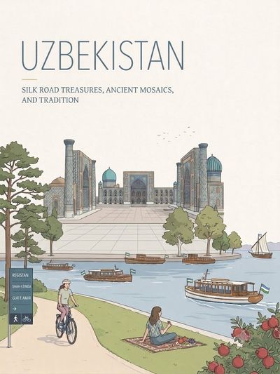 Uzbekistan and Sweden blend in a minimalist travel poster