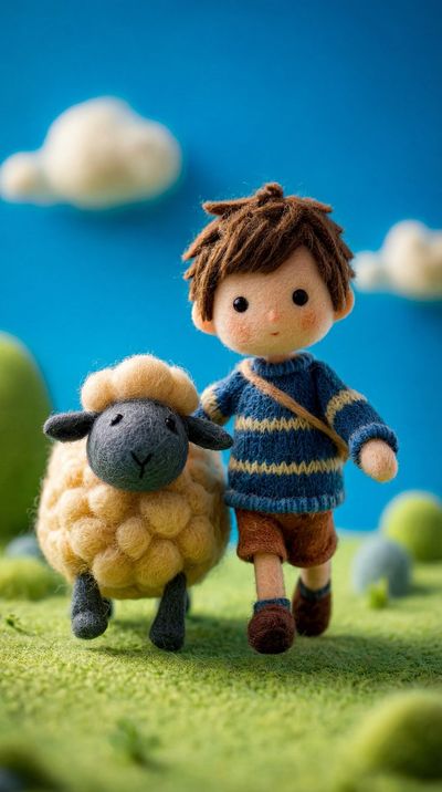 Charming Felt Adventure: A Boy and His Sheep