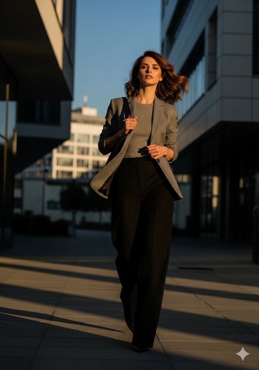 Golden Hour Street Editorial with High Fashion Elegance