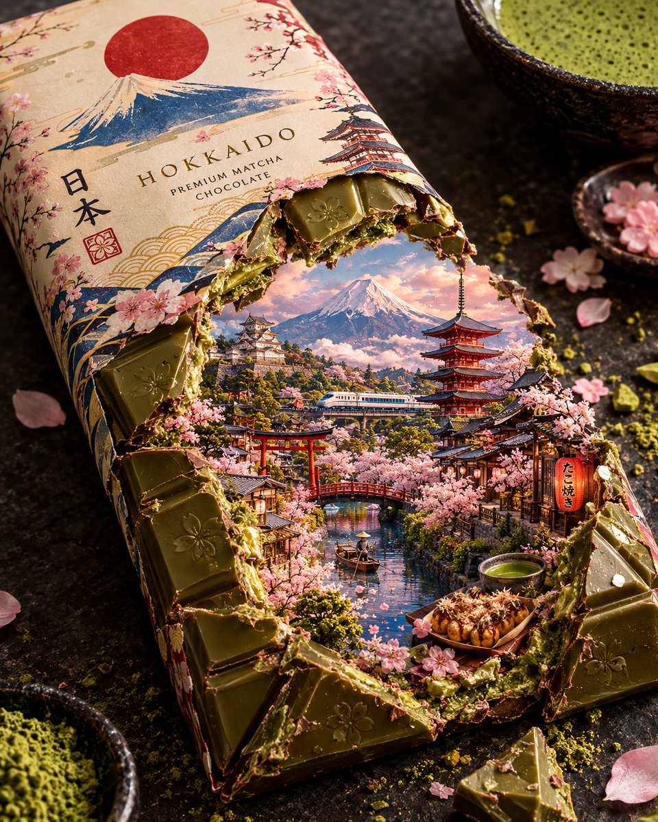 Giant chocolate bar cracks open to reveal miniature country inside