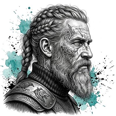 Viking Elder in Hyper-Realistic Engraving