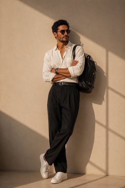Sophisticated Men's Fashion Editorial in Minimalist Setting