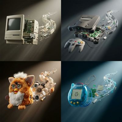 Floating Anatomy of 1990s Tech Icons in Zero Gravity