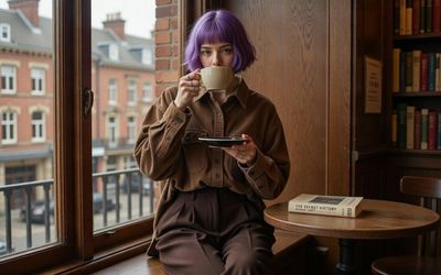 Serene Café Morning with Tea and Tranquility