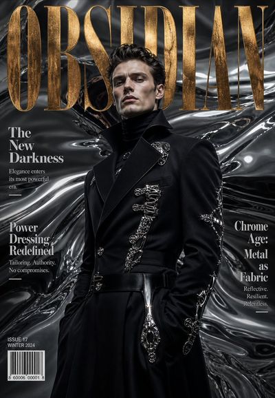 Obsidian Couture: Sculpted Elegance in Liquid Mercury