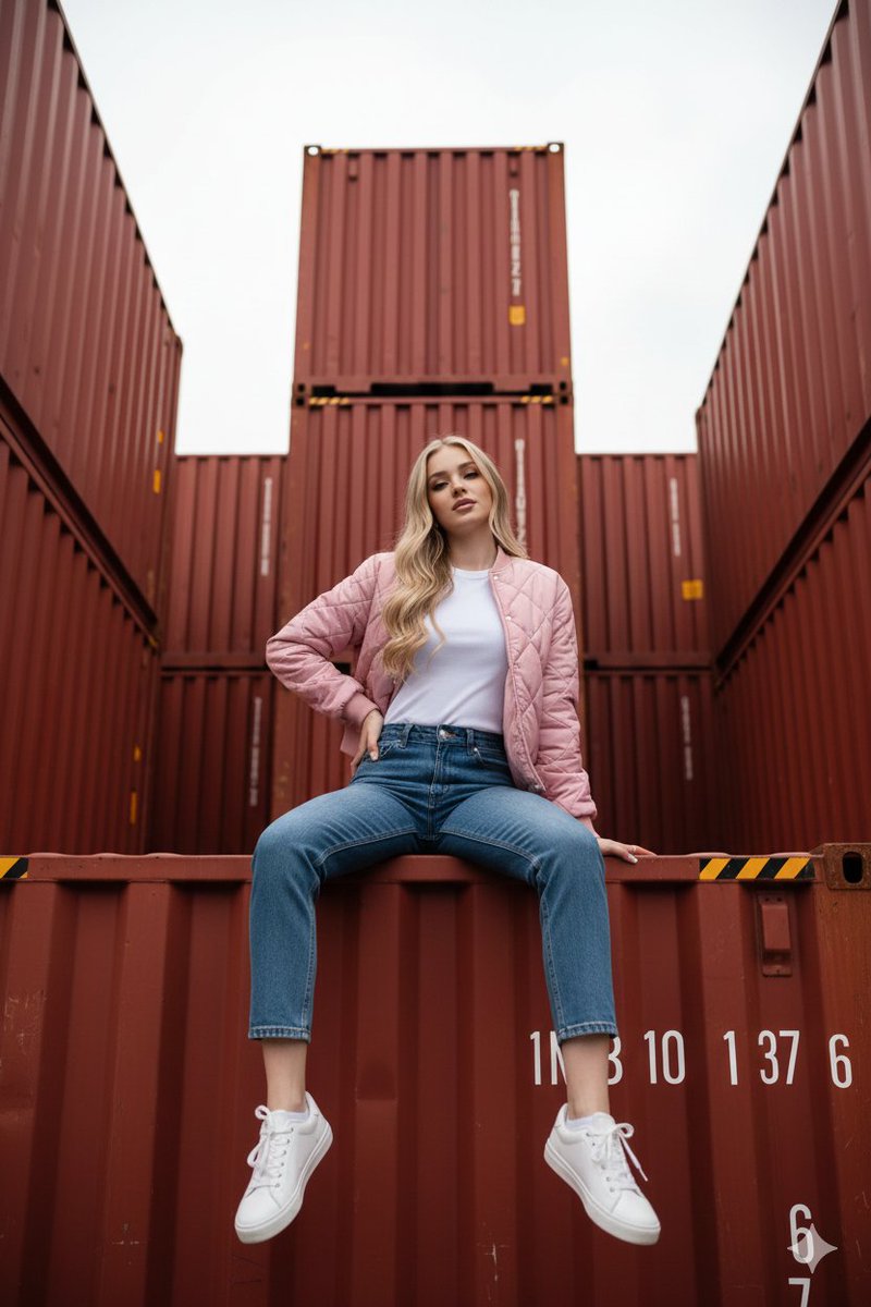 Urban Edge: A Modern Muse in Red